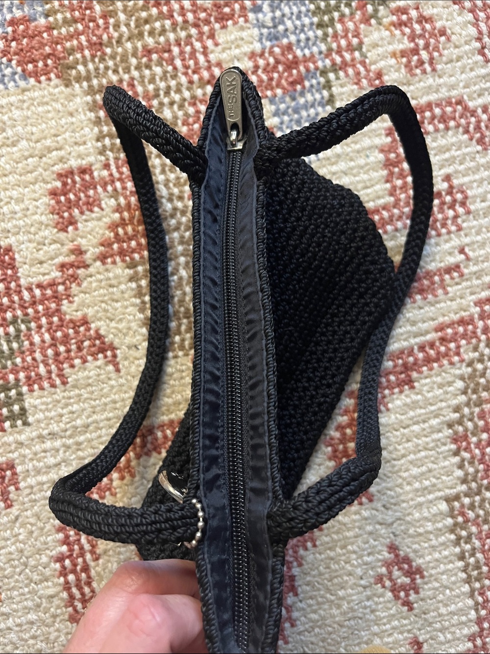 The Sak Black Crochet Knit Baguette Shoulder Mini Bag - Picture 10 of 10